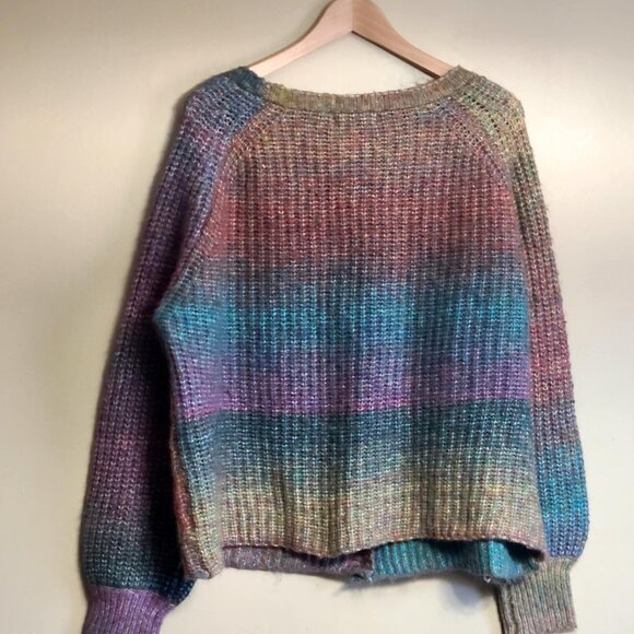 Anthropologie Oliver .O Womens Cardigan Sweater Multicolor Soft Stripes XL - Picture 6 of 6